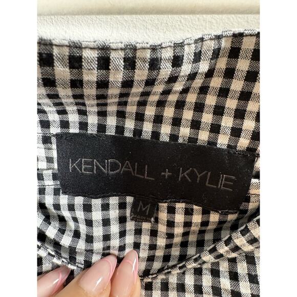 Kendall & Kylie Gingham Plaid Blouse Preppy Coquette Peasant Farmcore Picnic M - Picture 2 of 8